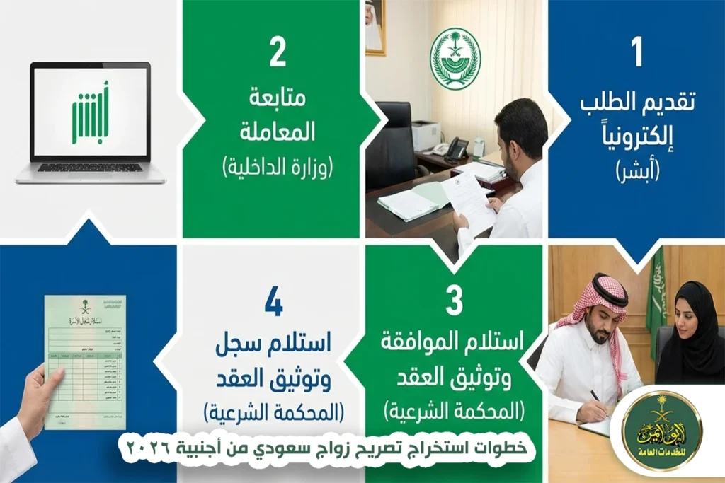 خطوات استخراج تصريح زواج سعودي من أجنبية عبر أبشر والمحكمة